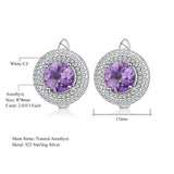 Xpoko Amethyst Halo Cluster Stud Earrings with Clear Cubic Zirconia