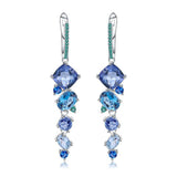 Xpoko Mixed Shape Swiss Blue Topaz Mystic Quartz Drop Earrings