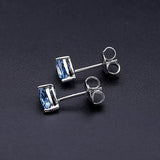 Xpoko Pear Shaped Swiss Blue Topaz Halo Stud Earrings