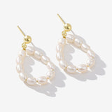 Xpoko Two Tone Sterling Silver Plated Baroque Pearl Hoop Earrings