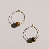 Xpoko Oversized Tigers Eye Beaded Hoop Earrings with 18K Gold Plated Ring