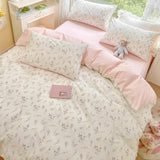 Xpoko Pale Pink Floral Print Bedding Set