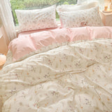 Xpoko Pale Pink Floral Print Bedding Set