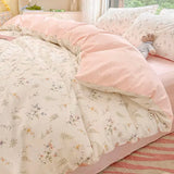 Xpoko Pale Pink Floral Print Bedding Set