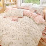 Xpoko Pale Pink Floral Print Bedding Set