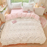 Xpoko Pale Pink Floral Print Bedding Set