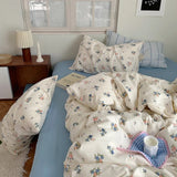 Xpoko Soft Pastel Blue Floral Print Bedding Set