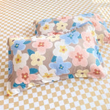 Xpoko Pastel Brown Flowers Bedding Set