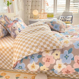 Xpoko Pastel Brown Flowers Bedding Set