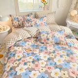 Xpoko Pastel Brown Flowers Bedding Set