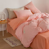 Xpoko Mini Plaid Print Pastel Bedding Set