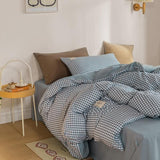 Xpoko Mini Plaid Print Pastel Bedding Set