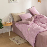 Xpoko Mini Plaid Print Pastel Bedding Set