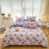 Xpoko Pastel Purple Hearts Bedding Set