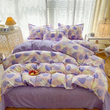 Xpoko Pastel Purple Hearts Bedding Set