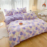 Xpoko Pastel Purple Hearts Bedding Set