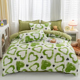 Xpoko Green Hearts Bedding Set