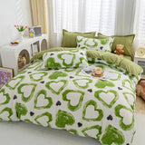 Xpoko Green Hearts Bedding Set