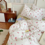 Xpoko Soft Pastel Tulip Floral Print Bedding Set