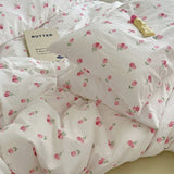 Xpoko Soft Pastel Tulip Floral Print Bedding Set