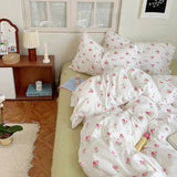 Xpoko Soft Pastel Tulip Floral Print Bedding Set