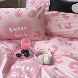 Xpoko Sweet Girl Pink Leopard Print Bedding Set