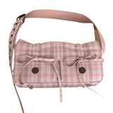 Xpoko Soft Girl Plaid Mini Shoulder Bag