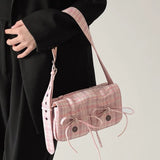 Xpoko Soft Girl Plaid Mini Shoulder Bag