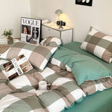 Xpoko Large Plaid Print Bedding Set