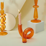 Xpoko Color Glass Twisted Candlestick Holder