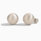 Xpoko Brushed Satin Finish Sterling Silver Ball Stud Earrings