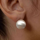 Xpoko Brushed Satin Finish Sterling Silver Ball Stud Earrings