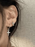 Xpoko Rhinestone Cross Decor Earring