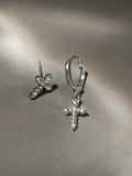 Xpoko Rhinestone Cross Decor Earring