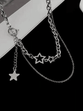 Xpoko Rhinestone Star Decor Layered Chain Necklace