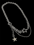 Xpoko Rhinestone Star Decor Layered Chain Necklace