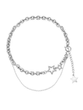 Xpoko Rhinestone Star Decor Layered Chain Necklace