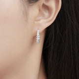 Xpoko Rhodium Plated Sterling Silver 3MM Moissanite Paved Open Hoop Earrings