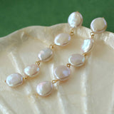 Xpoko 18K Gold Plated Long Baroque Pearl Drop Earrings