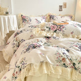 Xpoko Romantic Pastoral Floral Cotton Bedding Set