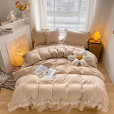 Xpoko Ruffle Lace Bedding Set