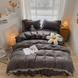 Xpoko Ruffle Lace Bedding Set