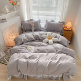 Xpoko Ruffle Lace Bedding Set