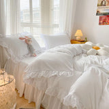 Xpoko Ruffle Lace Bedding Set