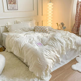 Xpoko Ruffled Seersucker Cute Bedding Set