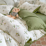 Xpoko Sage Green Wildflowers Bedding Set