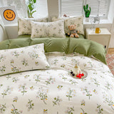 Xpoko Sage Green Wildflowers Bedding Set