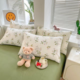 Xpoko Sage Green Wildflowers Bedding Set