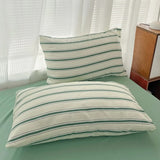 Xpoko Minimalist Green Striped Sage Bedding Set