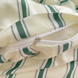 Xpoko Minimalist Green Striped Sage Bedding Set